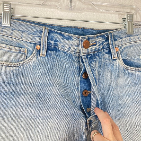 Blank NYC Denim Shorts High Waist Size 30 Light Wash Fraged Riped Cotton - Picture 6 of 14